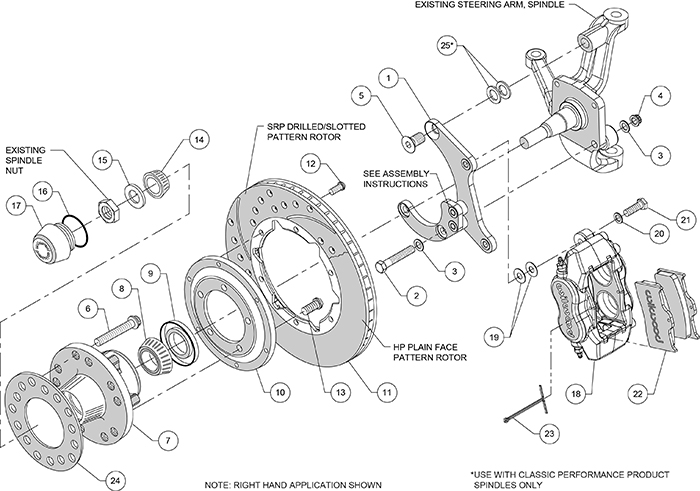 Forged Dynalite Pro Series Front Brake Kit Assembly Schematic