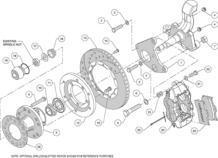 Forged Dynalite Pro Series Front Brake Kit Assembly Schematic