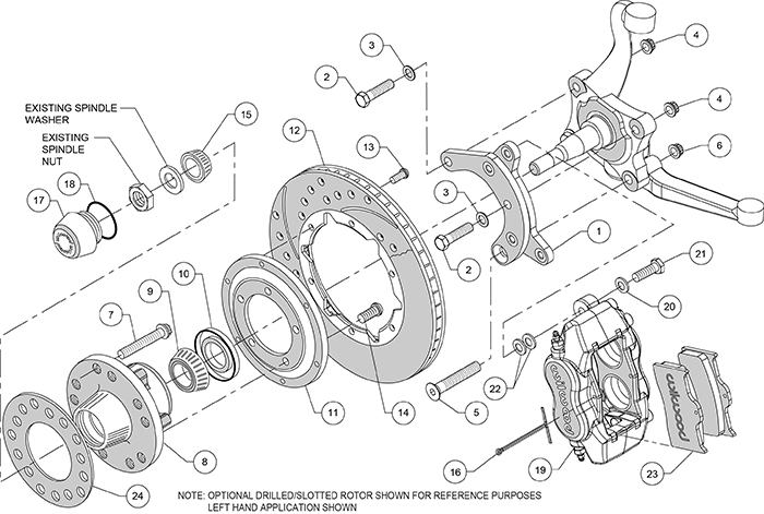 Forged Dynalite Pro Series Front Brake Kit Assembly Schematic