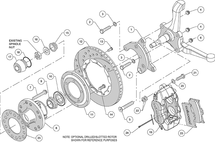 Forged Dynalite Pro Series Front Brake Kit Assembly Schematic