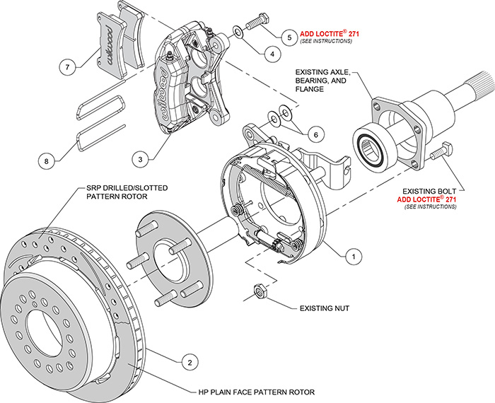 Forged Dynapro Low-Profile Rear Parking Brake Kit Assembly Schematic