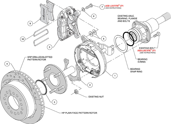 Forged Dynapro Low-Profile Rear Parking Brake Kit Assembly Schematic