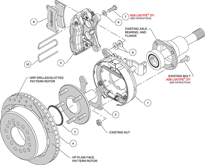 Forged Dynapro Low-Profile Rear Parking Brake Kit Assembly Schematic