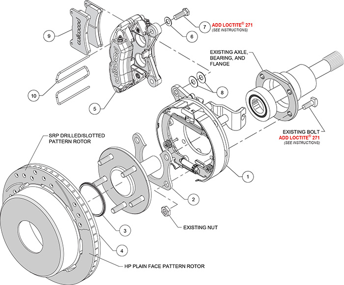 Forged Dynapro Low-Profile Rear Parking Brake Kit Assembly Schematic