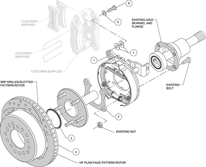 Forged Dynapro Low-Profile Rear Parking Brake Kit Assembly Schematic