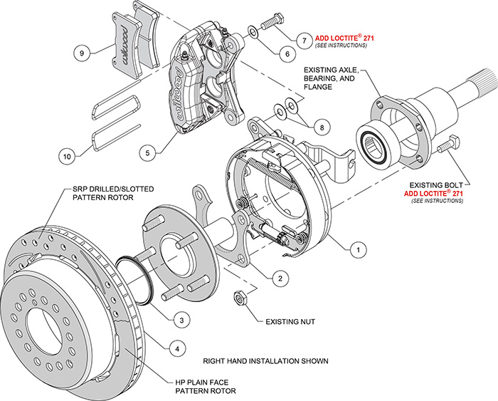 Forged Dynapro Low-Profile Rear Parking Brake Kit Assembly Schematic