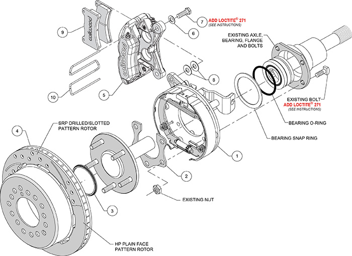 Forged Dynapro Low-Profile Rear Parking Brake Kit Assembly Schematic