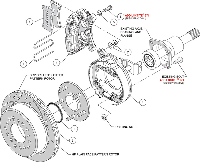 Forged Dynapro Low-Profile Rear Parking Brake Kit Assembly Schematic