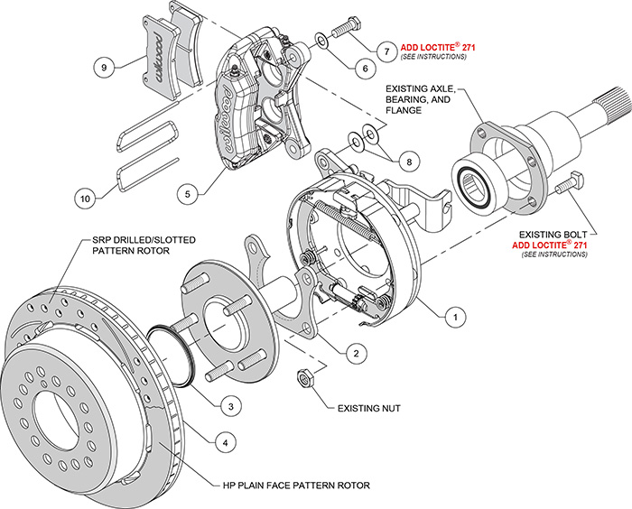 Forged Dynapro Low-Profile Rear Parking Brake Kit Assembly Schematic