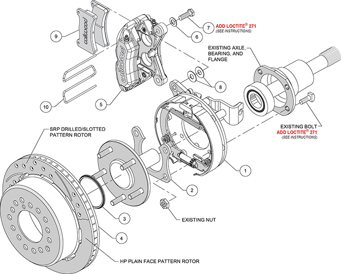 Forged Dynapro Low-Profile Rear Parking Brake Kit Assembly Schematic