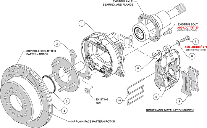 Forged Dynapro Low-Profile Rear Parking Brake Kit Assembly Schematic