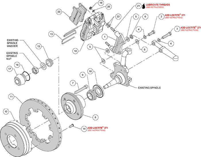 Dynapro Radial Big Brake Front Brake Kit (Hub) Assembly Schematic