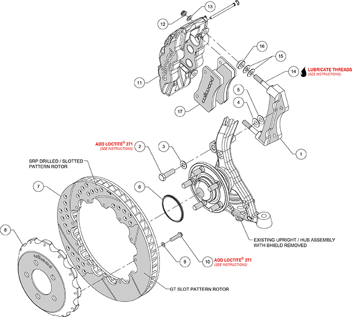 AERO6 Big Brake Front Brake Kit Assembly Schematic