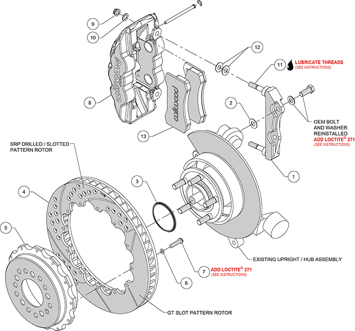 AERO4 Big Brake Rear Brake Kit For OE Parking Brake Assembly Schematic