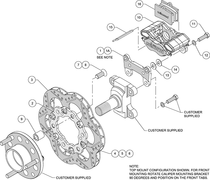 GP320 Midget Front Brake Kit Assembly Schematic