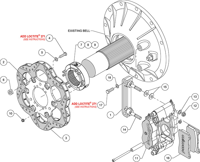 Billet Narrow Dynalite Radial Mount Midget Inboard Brake Kit Assembly Schematic