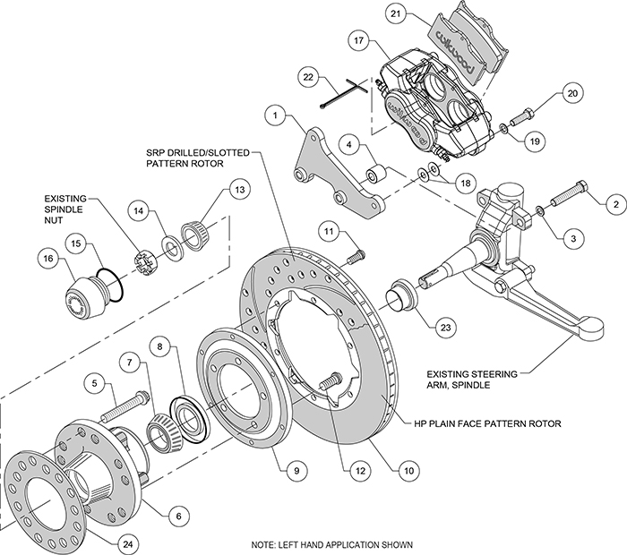 Forged Dynalite Pro Series Front Brake Kit Assembly Schematic