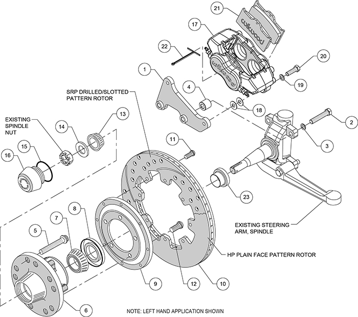 Forged Dynalite Big Brake Front Brake Kit (Hub) Assembly Schematic