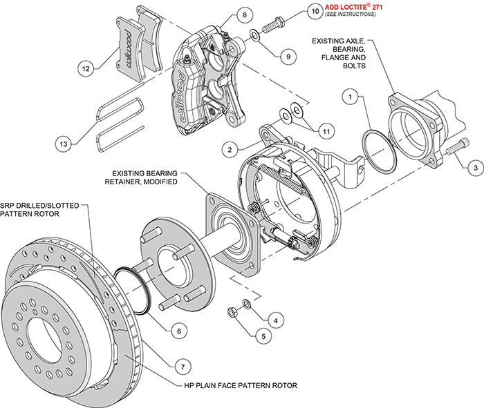 Forged Dynapro Low-Profile Rear Parking Brake Kit Assembly Schematic