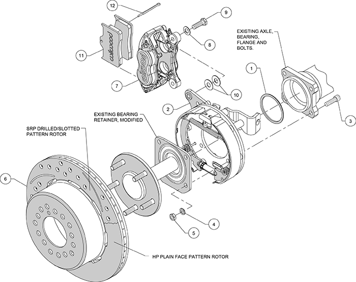 Forged Dynalite Rear Parking Brake Kit Assembly Schematic