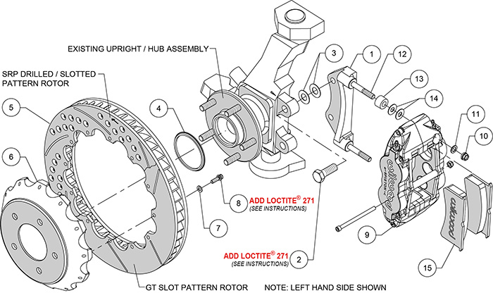 Forged Narrow Superlite 6R Big Brake Front Brake Kit (Hat) Assembly Schematic