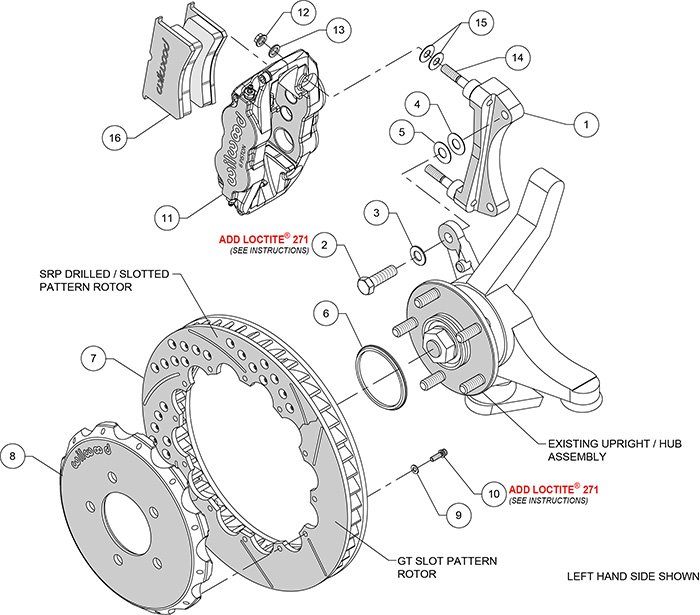 Forged Narrow Superlite 6R Big Brake Front Brake Kit (Hat) Assembly Schematic