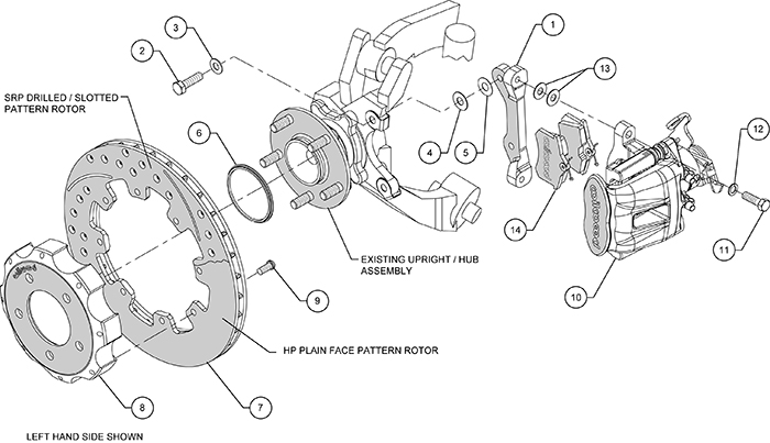 Combination Parking Brake Caliper Rear Brake Kit Assembly Schematic