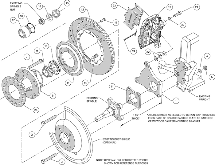 Forged Dynalite Pro Series Front Brake Kit Assembly Schematic