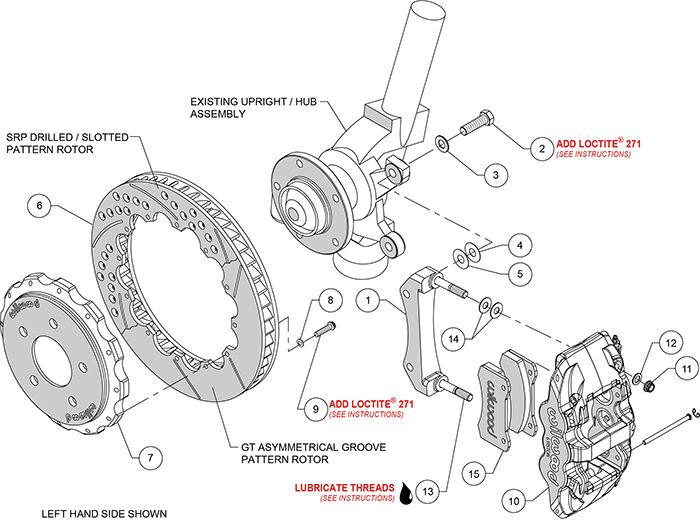 AERO6 Big Brake Front Brake Kit Assembly Schematic