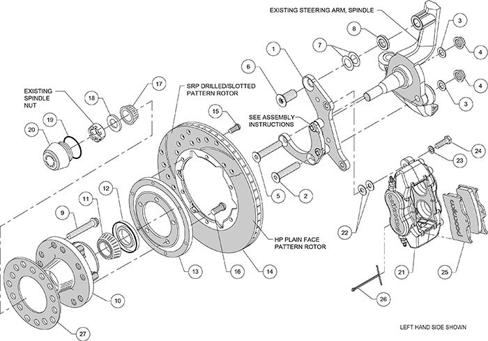 Forged Dynalite Pro Series Front Brake Kit Assembly Schematic