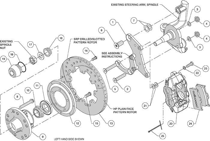 Forged Dynalite Big Brake Front Brake Kit (Hub) Assembly Schematic