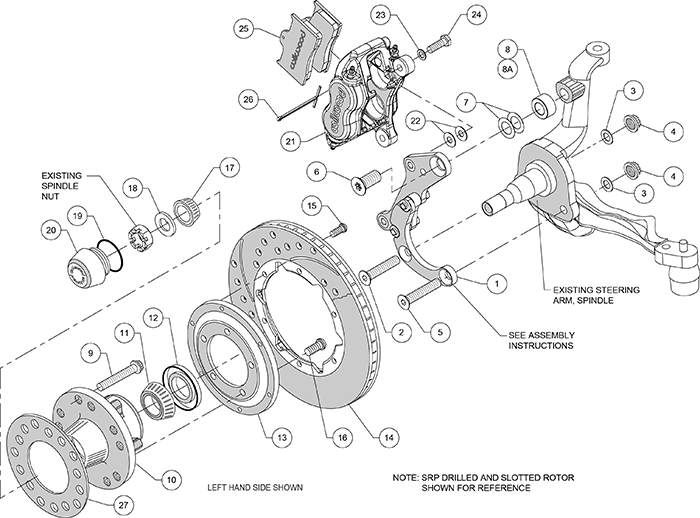 Forged Dynalite Pro Series Front Brake Kit Assembly Schematic