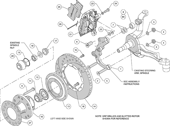 Forged Dynalite Pro Series Front Brake Kit Assembly Schematic