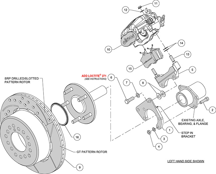 Combination Parking Brake Caliper 1Pc Rotor Rear Brake Kit Assembly Schematic