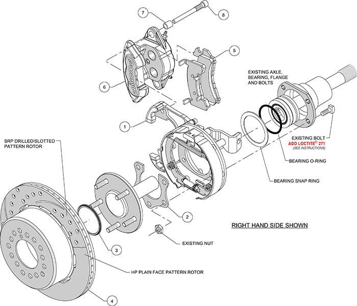 D154 Rear Parking Brake Kit Assembly Schematic