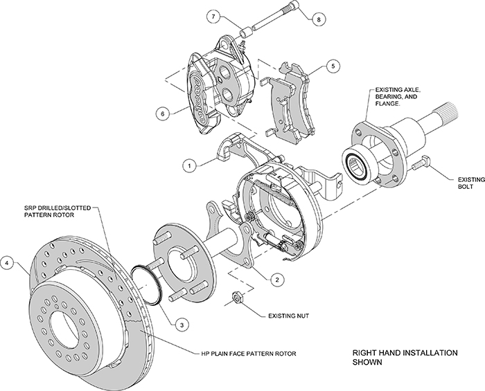 D154 Rear Parking Brake Kit Assembly Schematic