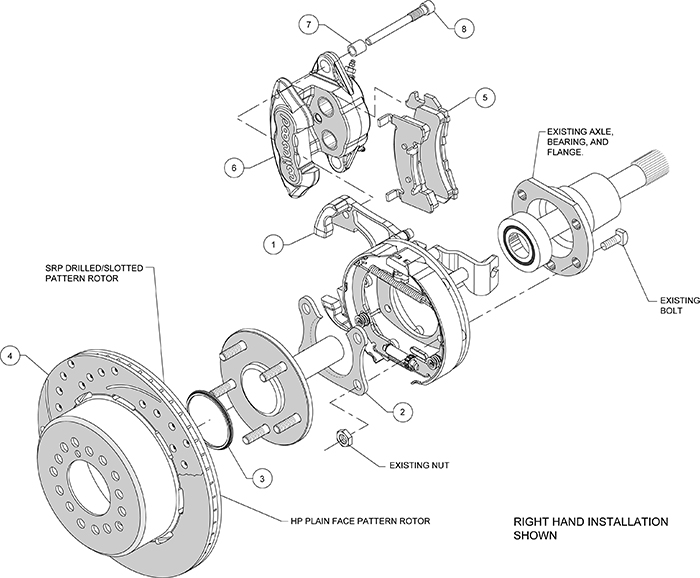 D154 Rear Parking Brake Kit Assembly Schematic