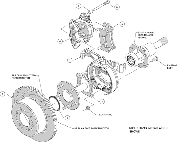 D154 Rear Parking Brake Kit Assembly Schematic