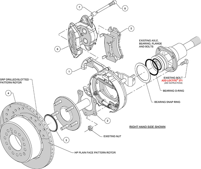 D154 Rear Parking Brake Kit Assembly Schematic