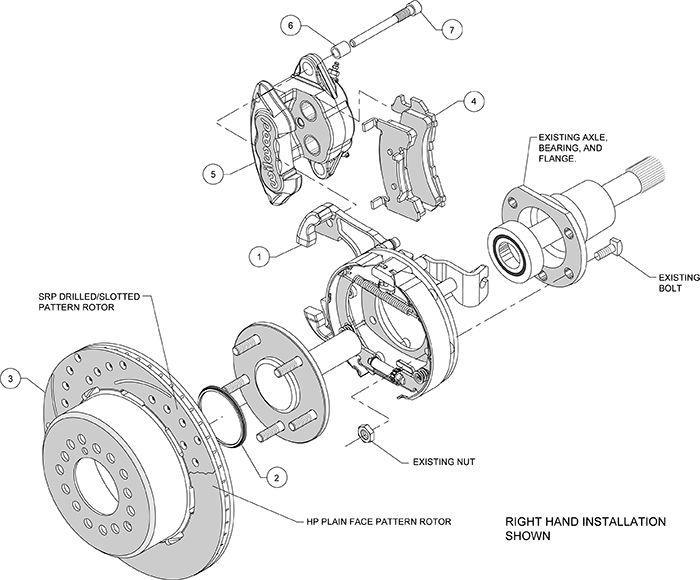 D154 Rear Parking Brake Kit Assembly Schematic