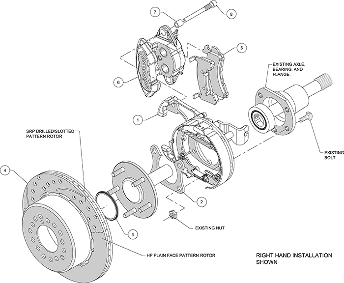 D154 Rear Parking Brake Kit Assembly Schematic