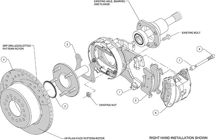 D154 Rear Parking Brake Kit Assembly Schematic