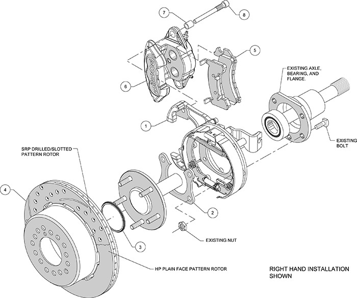 D154 Rear Parking Brake Kit Assembly Schematic