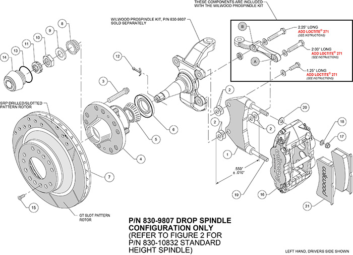 Forged Narrow Superlite 6R Big Brake Front Brake Kit (Hub and 1PC Rotor) Assembly Schematic