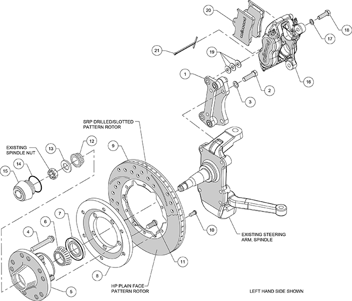 Forged Dynalite Pro Series Front Brake Kit Assembly Schematic