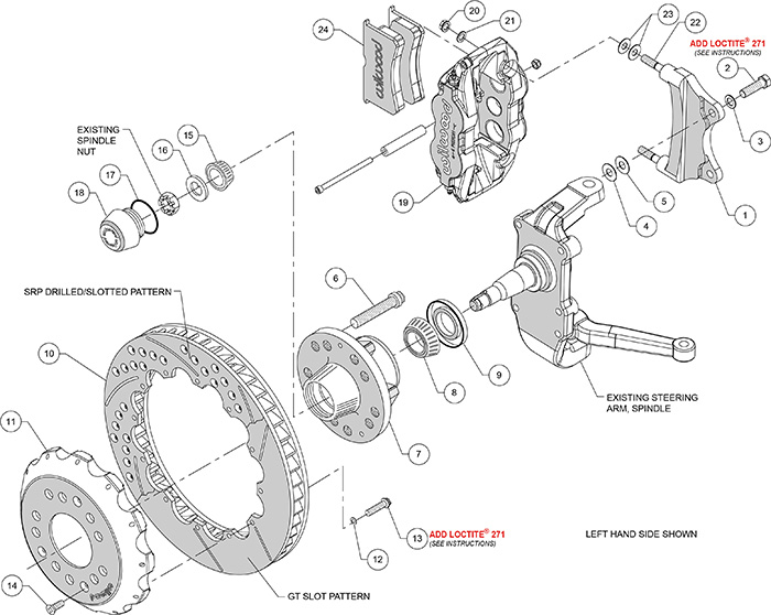 Forged Narrow Superlite 6R Big Brake Front Brake Kit (Hub) Assembly Schematic