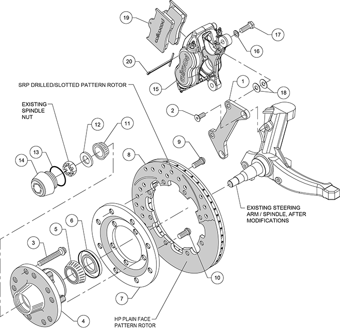 Forged Dynalite Big Brake Front Brake Kit (Hub) Assembly Schematic