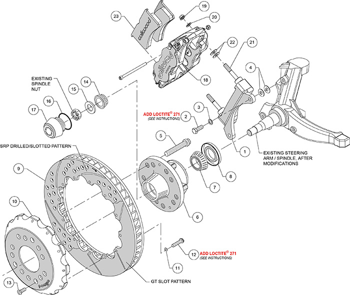 Forged Narrow Superlite 6R Big Brake Front Brake Kit (Hub) Assembly Schematic