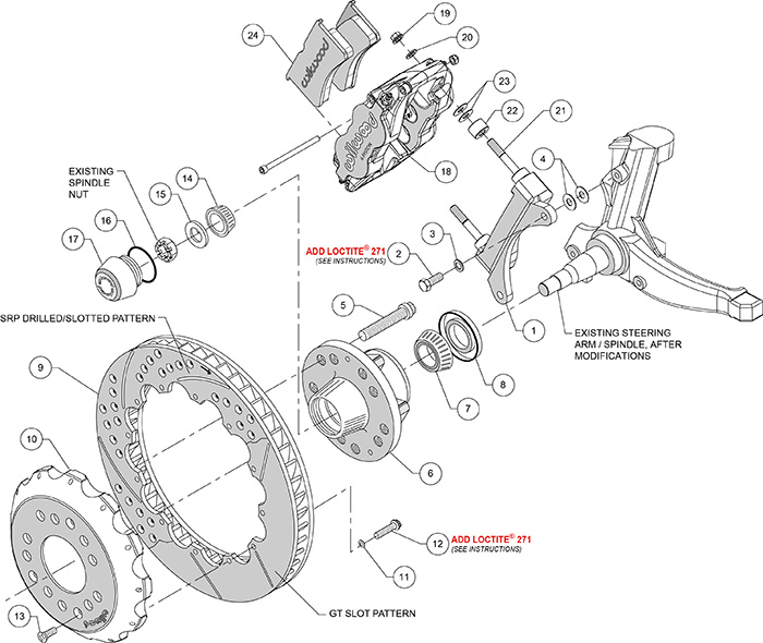 Forged Narrow Superlite 6R Big Brake Front Brake Kit (Hub) Assembly Schematic