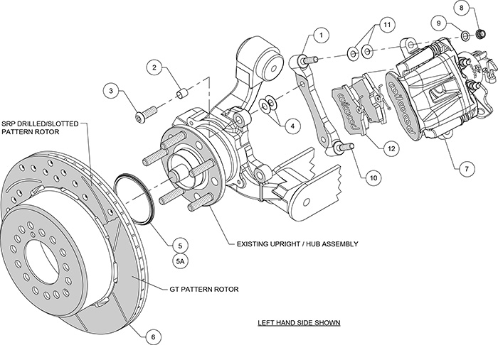 Combination Parking Brake Caliper 1Pc Rotor Rear Brake Kit Assembly Schematic